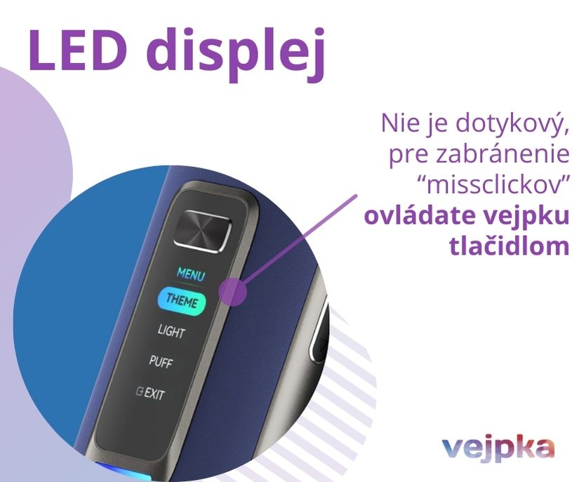 OXVA VPRIME detail na displej